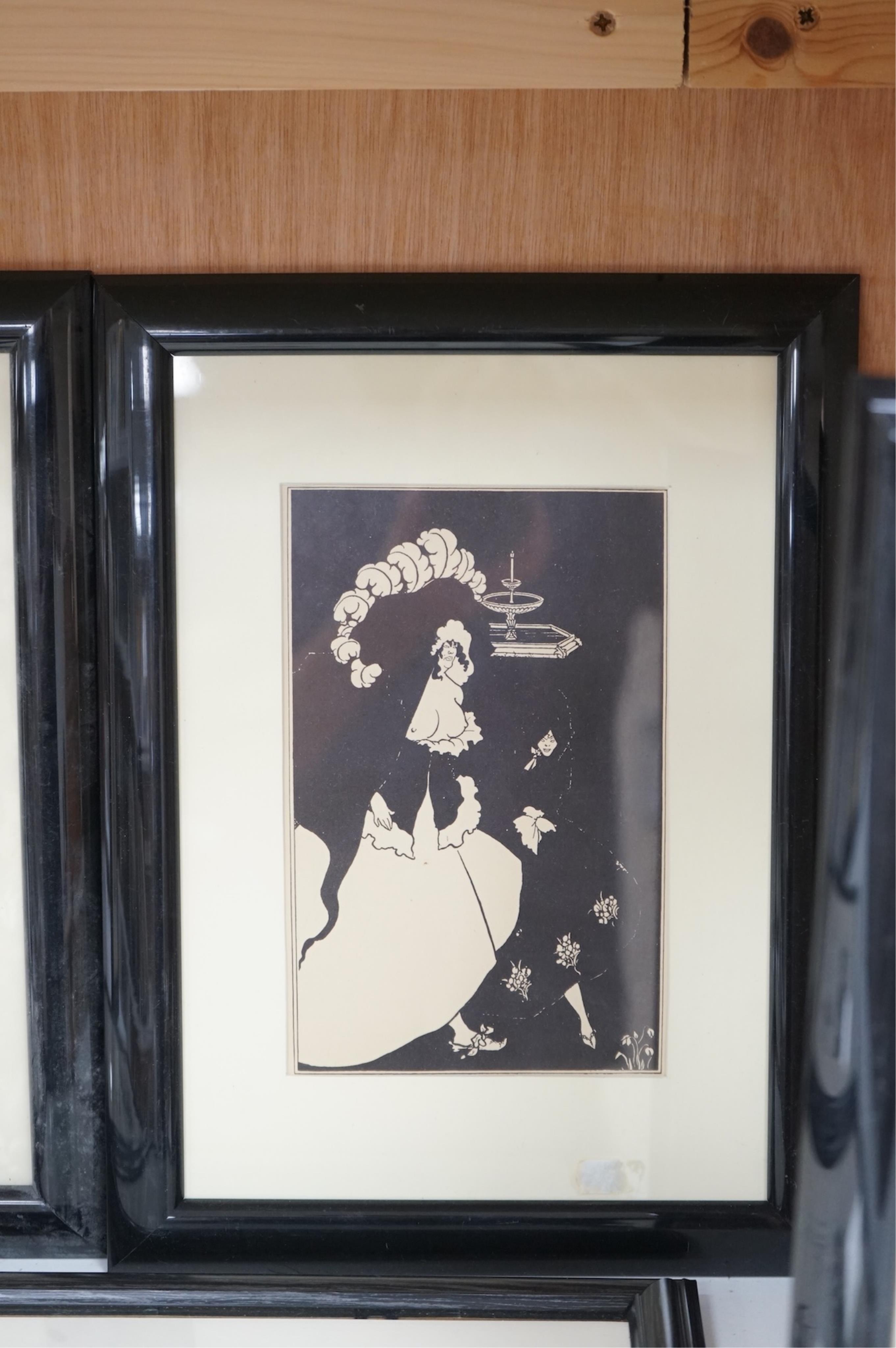 After Aubrey Beardsley (1872-1898), various scenes to include ‘Messalina’ and 'The Stomach Dancer', unsigned, eight prints, largest 24 x 17cm